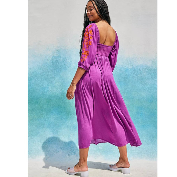 New Free People Wedgewood Embroidered Boho Maxi Dress $168 X-SMALL Floral - Picture 2 of 6